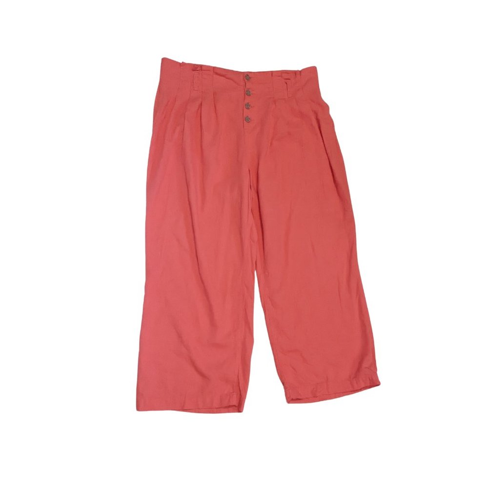 Definitions by d.jeans Coral, High Waisted, Wide Leg Linen Blend Capris Size 12